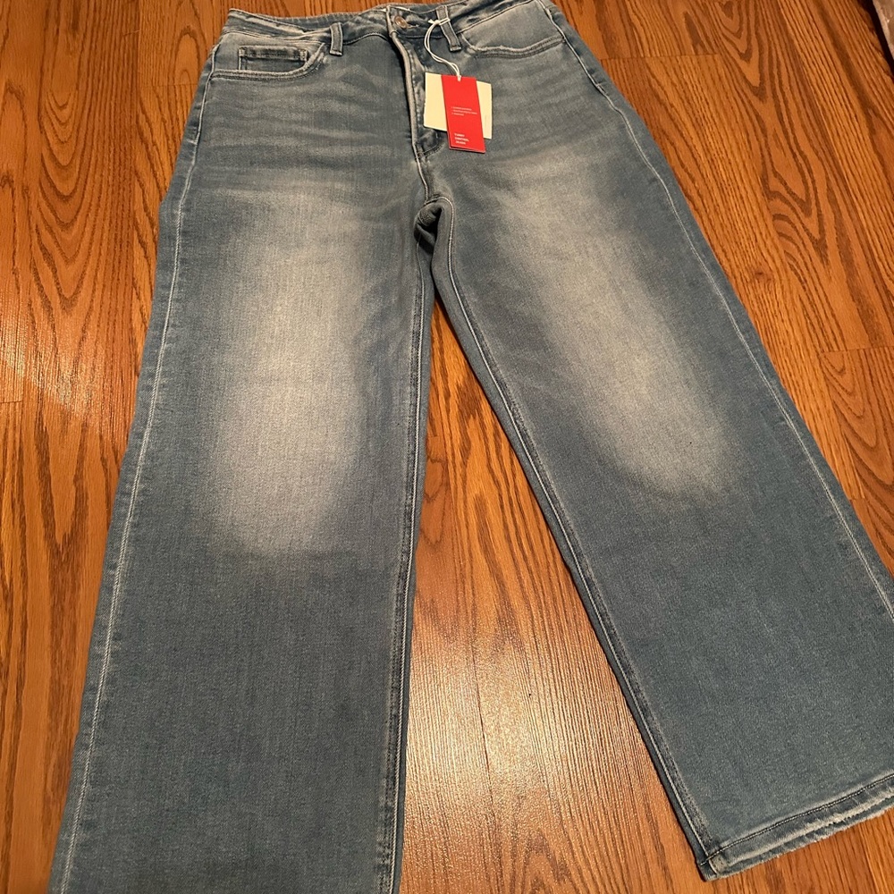 Lovervet Women's Blue High-Rise tummy control cropped wide leg  Jeans 29/9